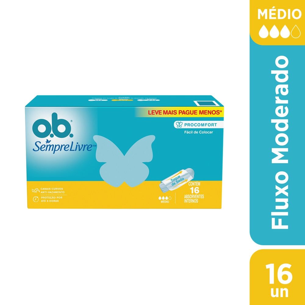 Absorvente Interno O.B Sempre Livre Procomfort Médio 16 Unidades ...