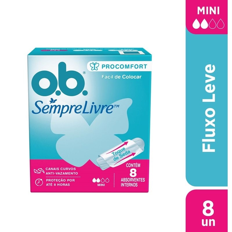 Absorvente Interno O.B Sempre Livre Procomfort Mini 8 Unidades - LojasLivia