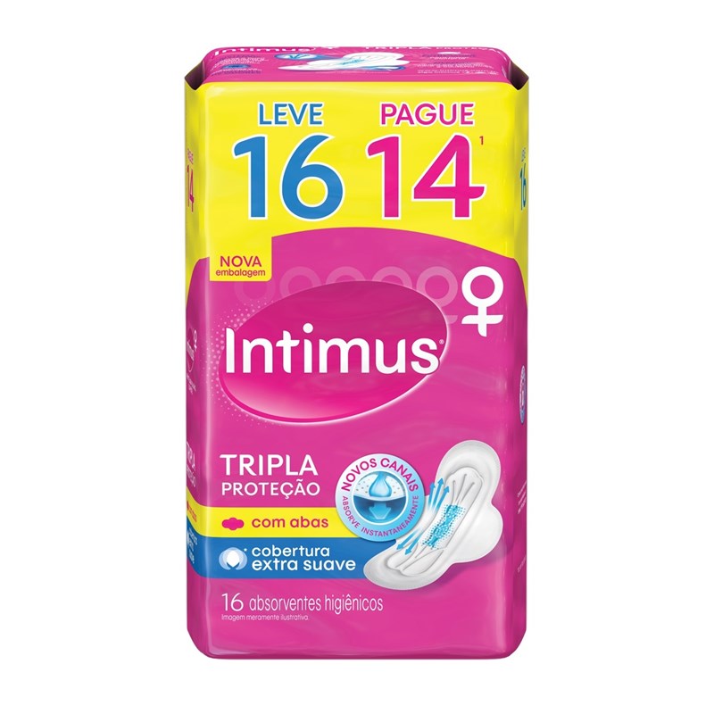 Absorvente Intimus Tripla Proteção com Abas 16 unidades Extra Suave