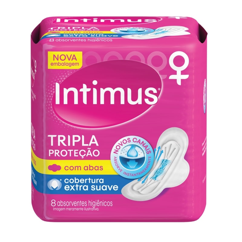 Absorvente Intimus Tripla Proteção Com Abas 8 Unidades Extra Suave Lojaslivia 1706