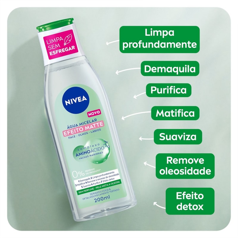 Água Micelar Nivea 200 ml Efeito Matte