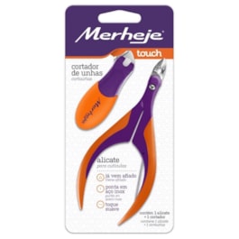 Alicate para Cutículas + Cortador de Unhas Merheje Touch Violeta e Laranja Alicate para Cutículas + Cortador de Unhas Merheje Touch Violeta e Laranja