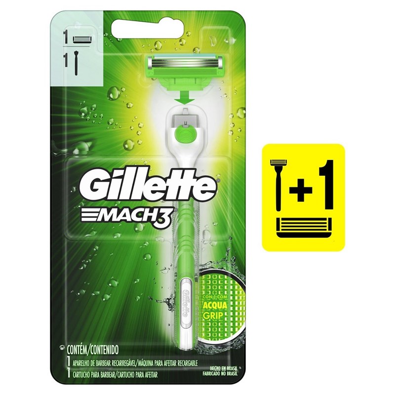 Aparelho de Barbear Gillette Mach3 Acqua Grip Sensitive