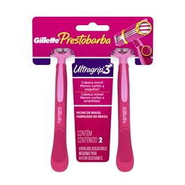 Aparelho de Depilar Gillette Prestobarba Ultragrip 3 Feminino 2 unidades