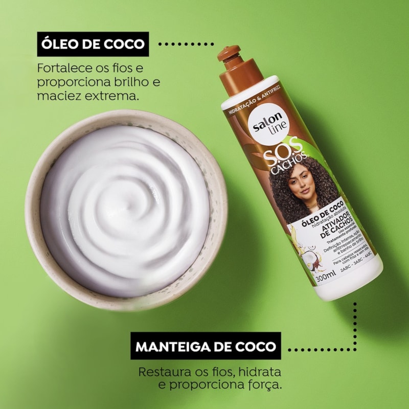 Ativador de Cachos Salon Line S.O.S Cachos 300 ml Óleo de Coco