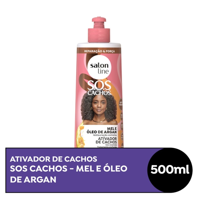 Ativador de Cachos Salon Line S.O.S Cachos 500 ml Mel e Óleo de Argan