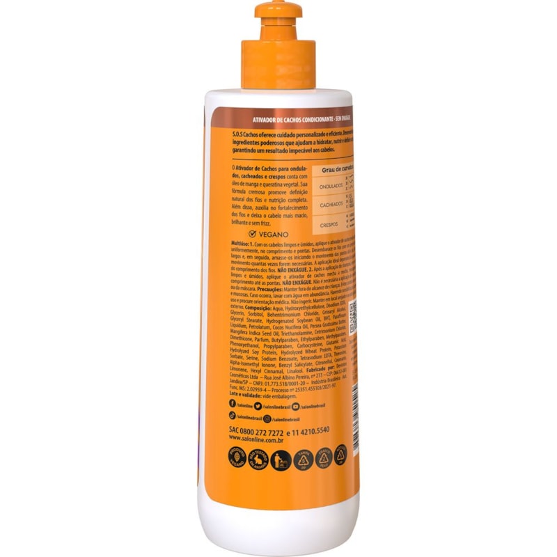 Ativador de Cachos Salon Line S.O.S Cachos 500 ml Óleo de Manga