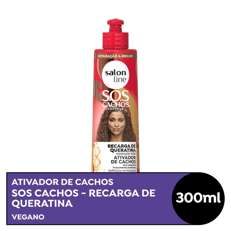 Ativador De Cachos Salon Line SOS Cachos 300 ml Recarga De Queratina
