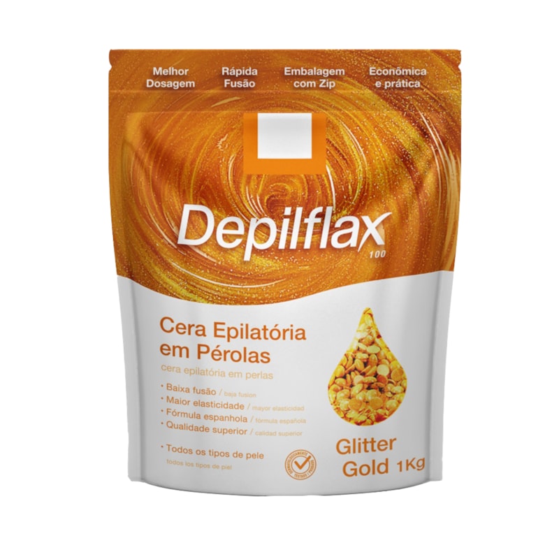 Cera Epilatória em Pérolas Glitter 1 Kg Gold