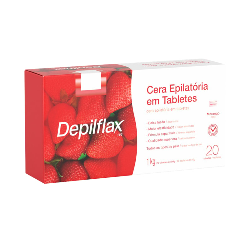 Cera Epilatória em Tabletes Depilflax 1 Kg Morango