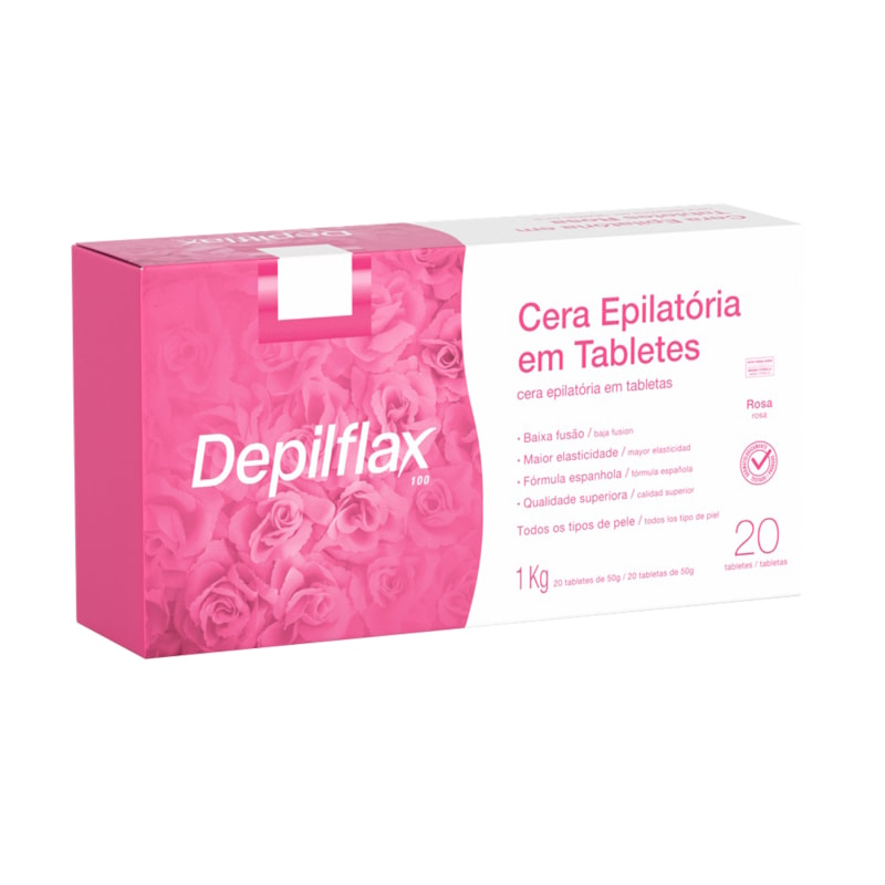 Cera Epilatória em Tabletes Depilflax 1 Kg Rosa