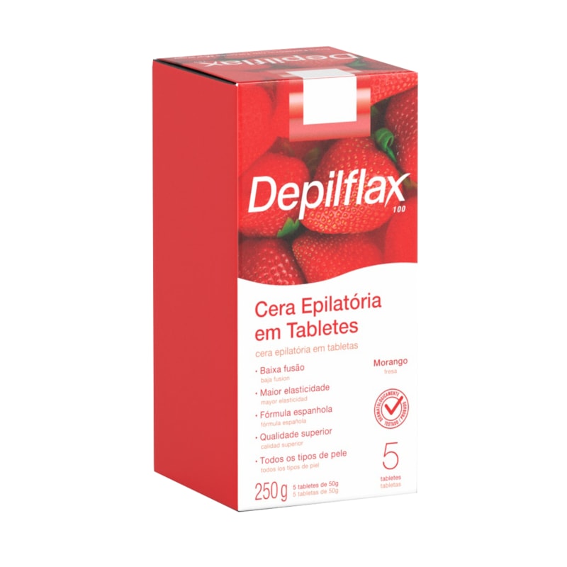 Cera Epilatória em Tabletes Depilflax 250 gr Morango