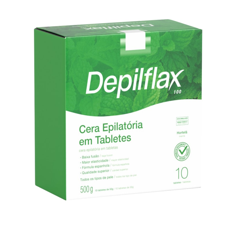 Cera Epilatória em Tabletes Depilflax 500 gr Hortelã