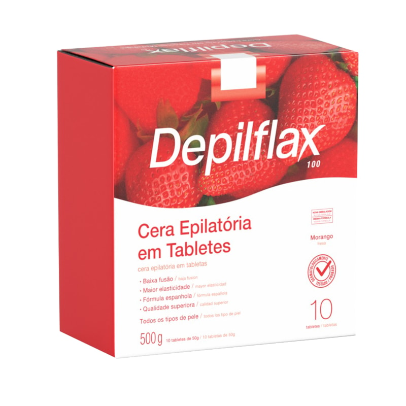 Cera Epilatória em Tabletes Depilflax 500 gr Morango