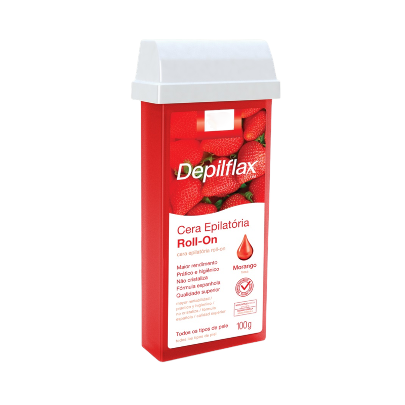 Cera Epilatória Roll-On Depilflax 100 gr Morango