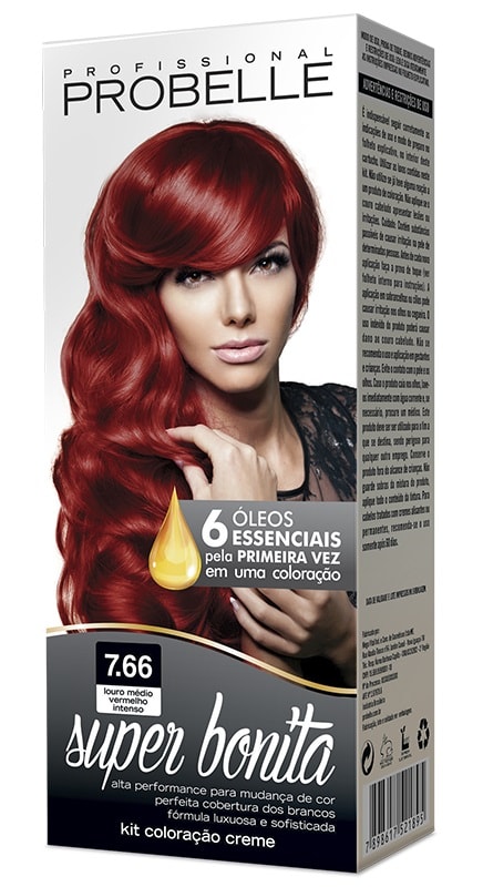 Coloração Probelle Super Bonita Louro Médio Vermelho Intenso 7.66