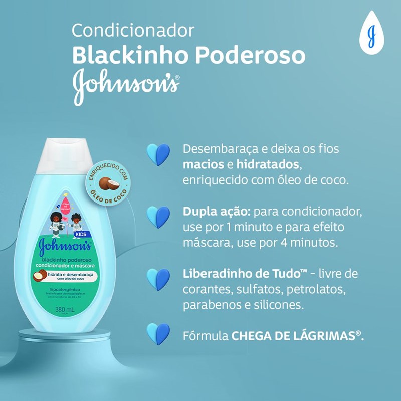 Condicionador e Máscara Johnson's Kids 380 ml Blackinho Poderoso