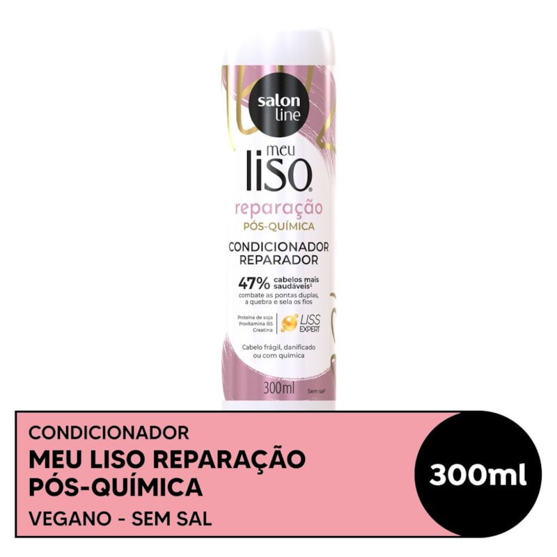 Condicionador Salon Line Meu Liso 300 ml Reparação Pós-Química