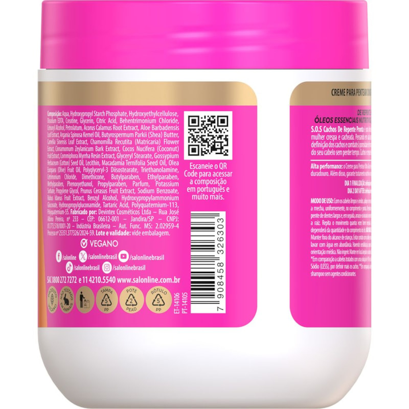 Creme de Pentear Salon Line S.O.S Cachos De Repente Pronta! 500 gr