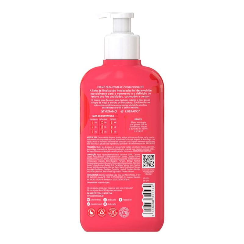 Creme de Pentear Salon Line #tôdecacho 300 ml Vinagre de Maçã