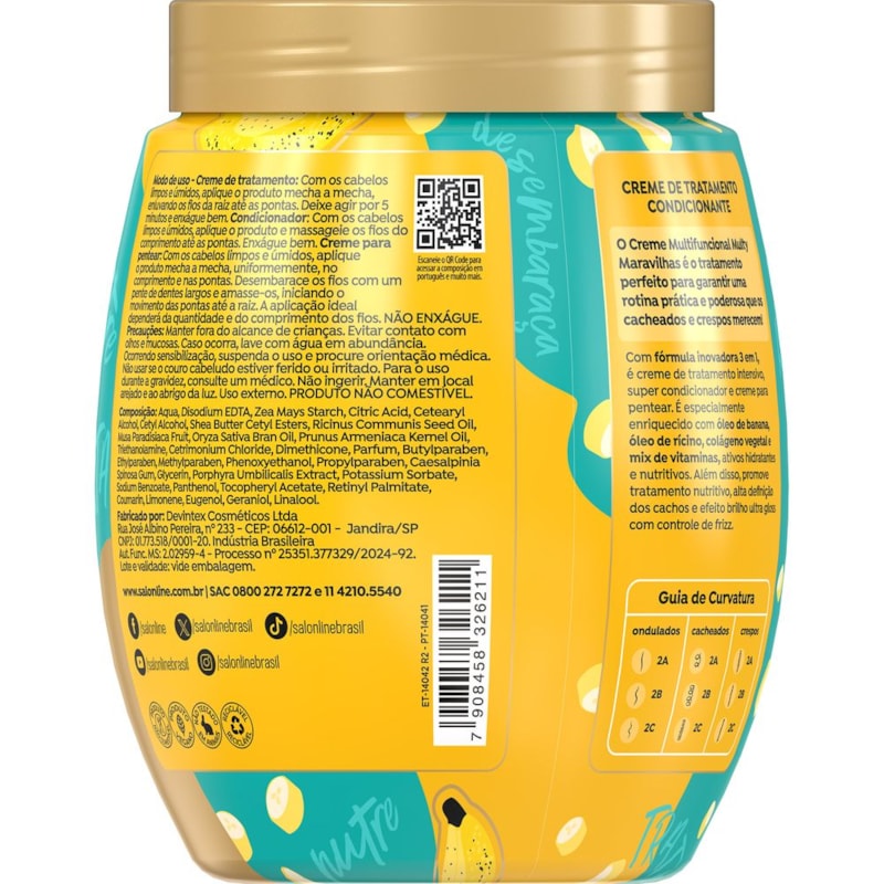 Creme de Tratamento 3 em 1 Salon Line Cachos dos Sonhos Multy 1 kg  Banana