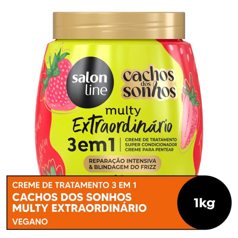 Creme de Tratamento 3 em1 Salon Line Cachos dos Sonhos Multy 1kg Morango