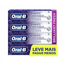 Creme Dental Oral-B 70 gr 3D White 4 unidades