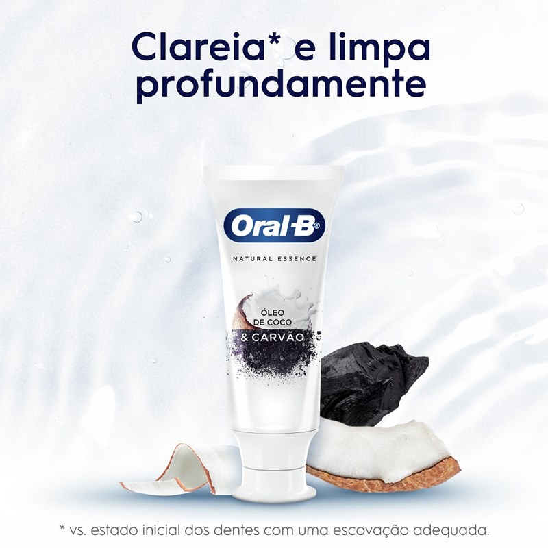 Creme Dental Oral-B Natural Essence 102 gr Óleo de Coco & Carvão