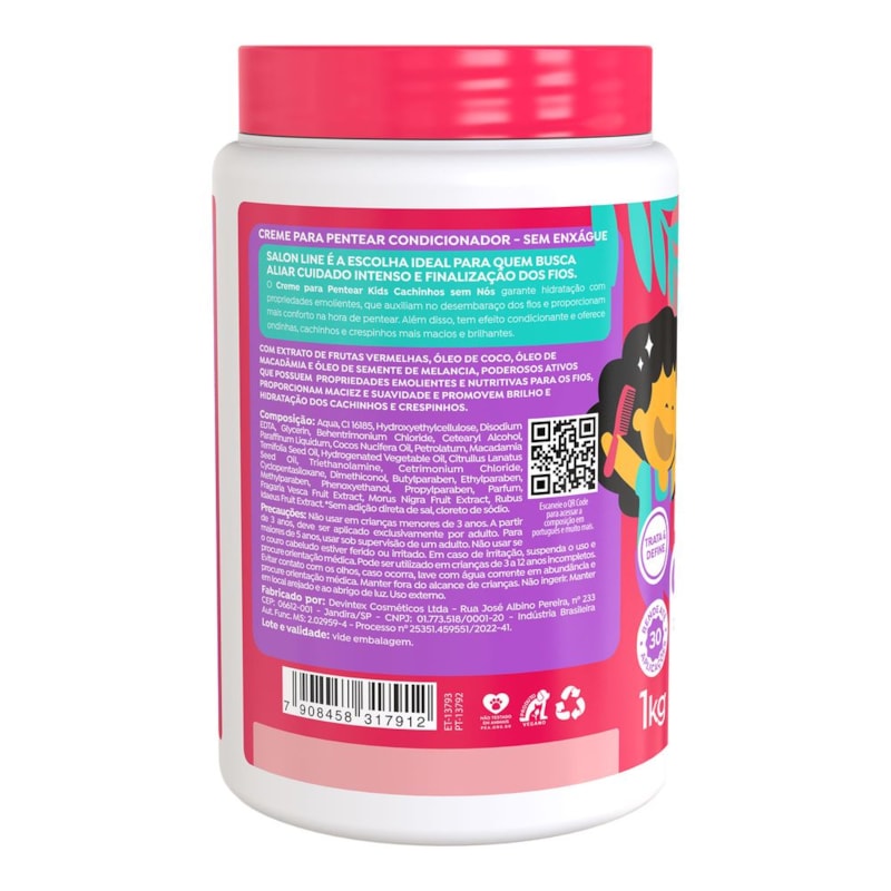 Creme Para Pentear Salon Line Kids 1 Kg Cachinhos Sem Nós