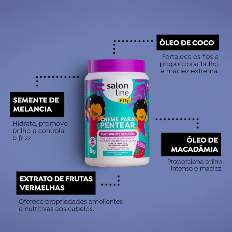 Creme Para Pentear Salon Line Kids 1 Kg Cachinhos Sem Nós