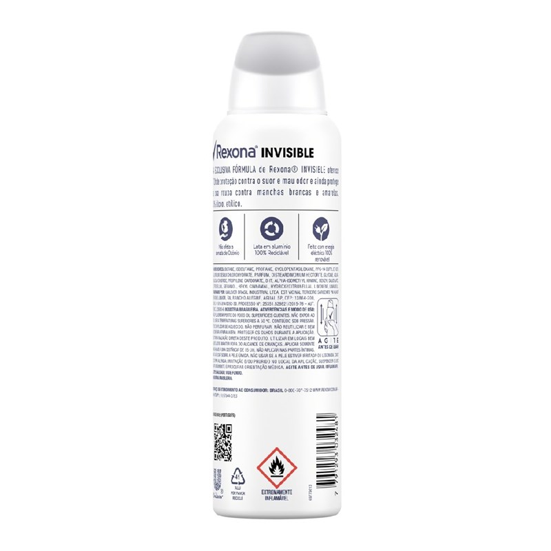 Desodorante Aerosol Antitranspirante Rexona 150 ml Invisible