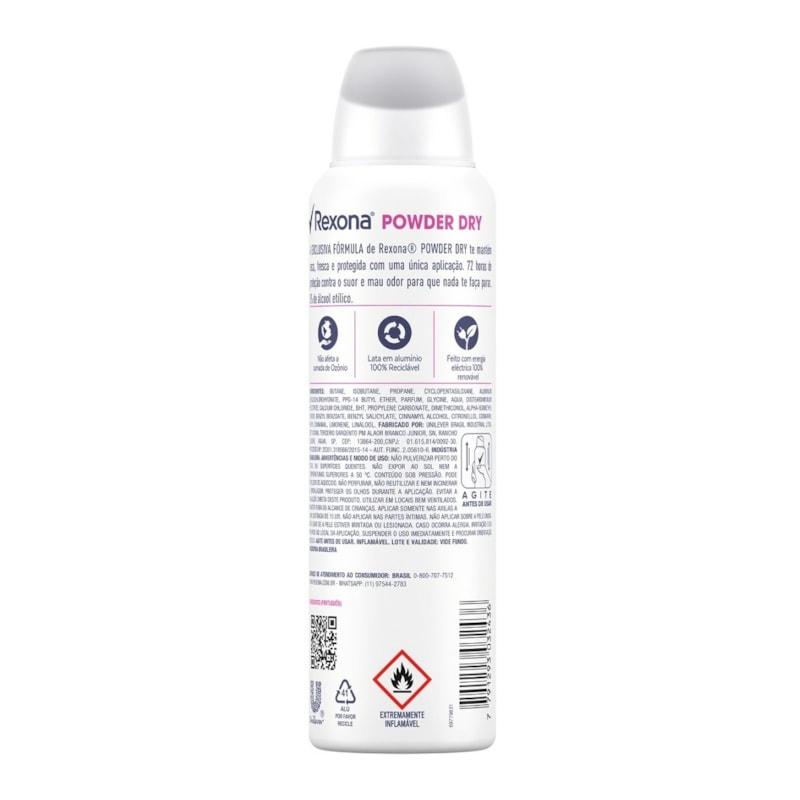 Desodorante Aerosol Antitranspirante Rexona 150 ml Powder Dry