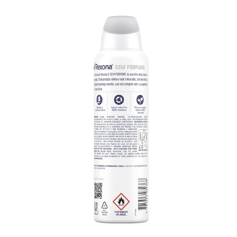 Desodorante Aerosol Antitranspirante Rexona 150 ml Sem Perfume