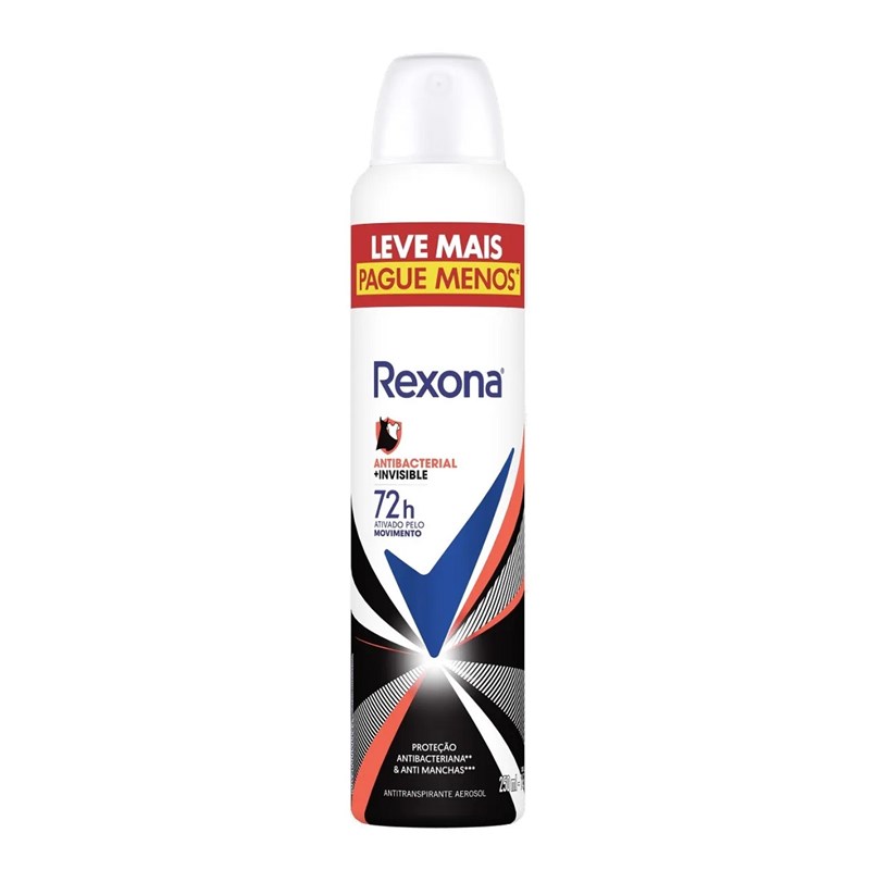 Desodorante Aerosol Antitranspirante Rexona 250 ml Leve Mais Pague Menos Antibacterial + Invisible