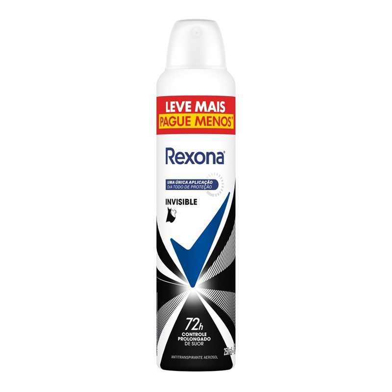 Desodorante Aerosol Antitranspirante Rexona 250 ml Leve Mais Pague Menos Invisible