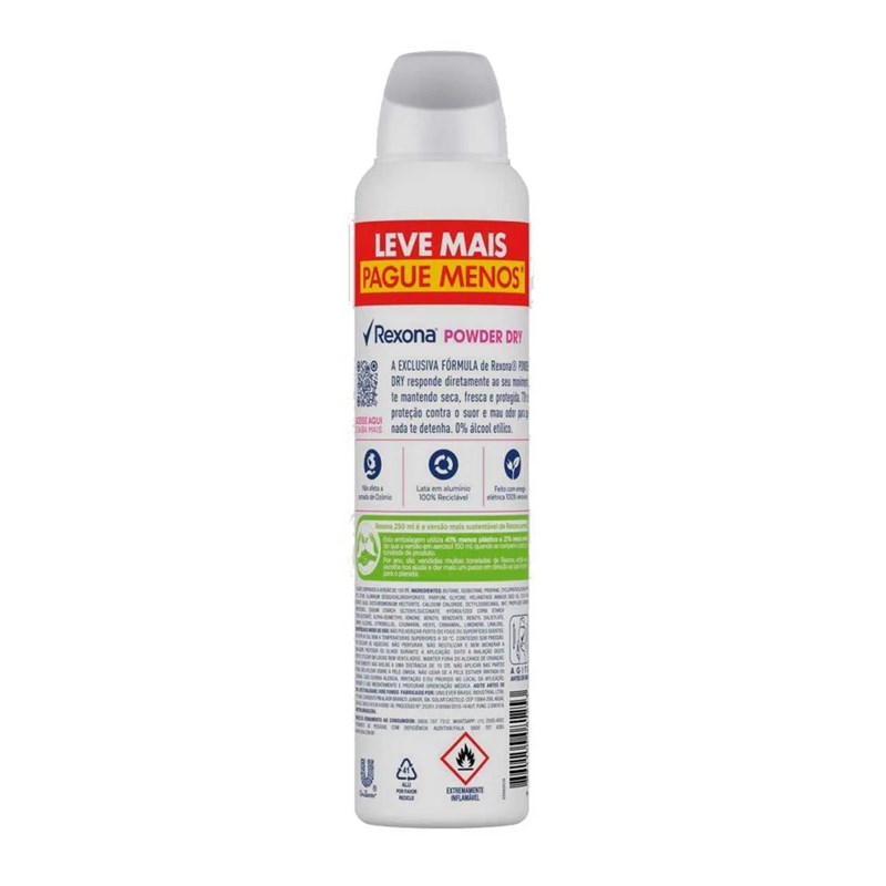 Desodorante Aerosol Antitranspirante Rexona 250 ml Leve Mais Pague Menos Powder Dry