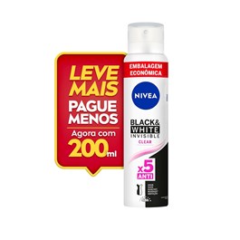 Desodorante Aerosol Feminino Nivea 200 ml Black & White Clear Embalcagem Economica