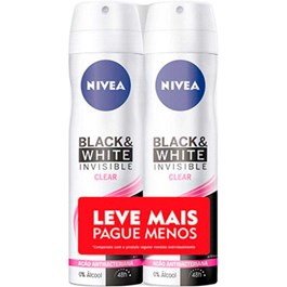 Desodorante Aerosol Feminino Nivea Black & White Invisible Leve Mais Pague Menos | Com 2 Unidades