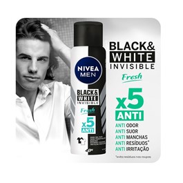 Desodorante Aerosol Masculino Nivea Invisible Black & White Fresh 150 ml