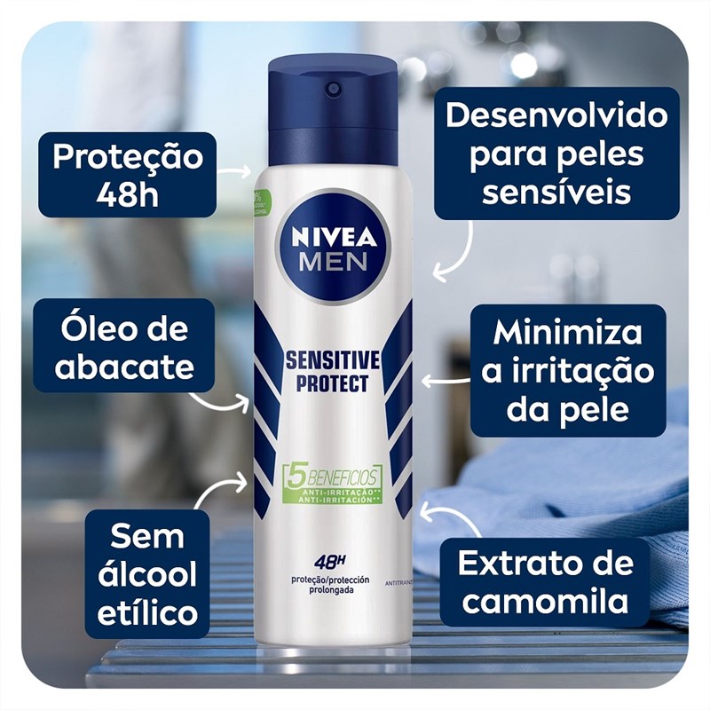 Desodorante Aerosol Nivea Men 150 ml Sensitive Protect