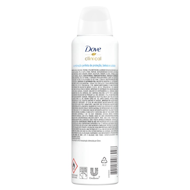 Desodorante Antitranspirante Aerosol Dove Clinical Original Clean 150ml
