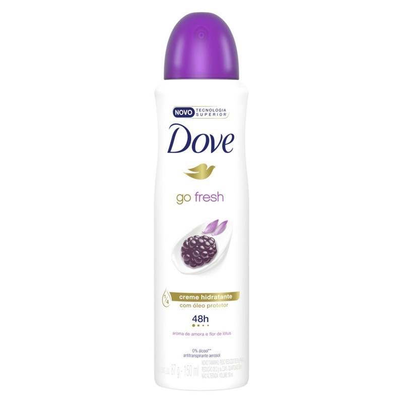 Desodorante Antitranspirante Aerosol Dove Go Fresh Amora e Flor de Lótus 150ml 