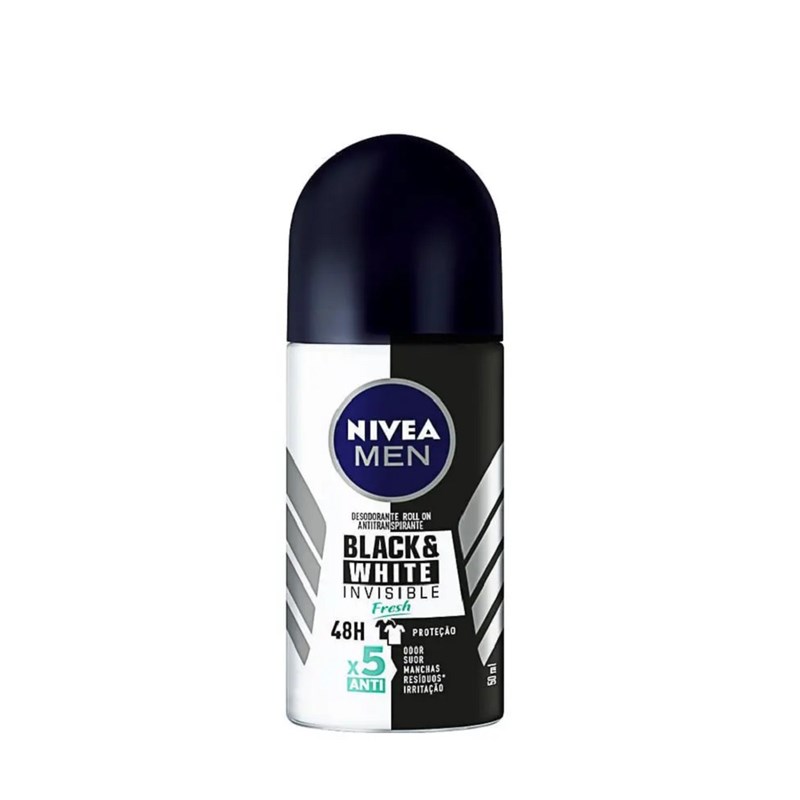 Desodorante Roll On Masculino Nivea Invisible Black & White Fresh 50ml