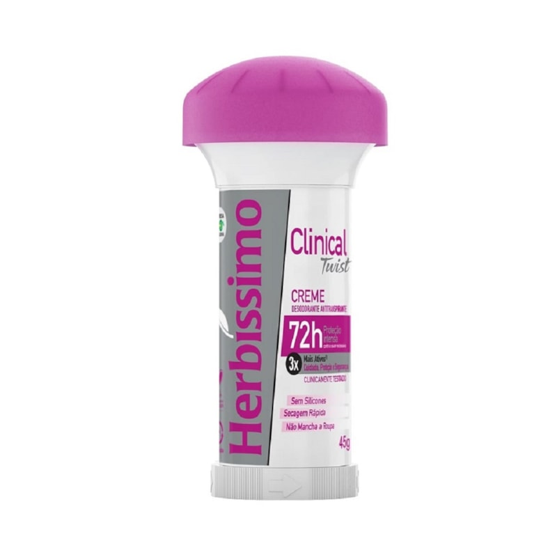 Desodorante Stick Herbíssimo Clinical Twist 45 gr Rosa