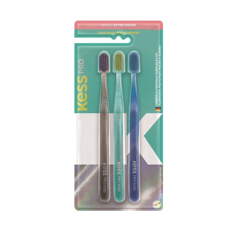 Escova Dental Kess Pro Extra Macia 3 unidades