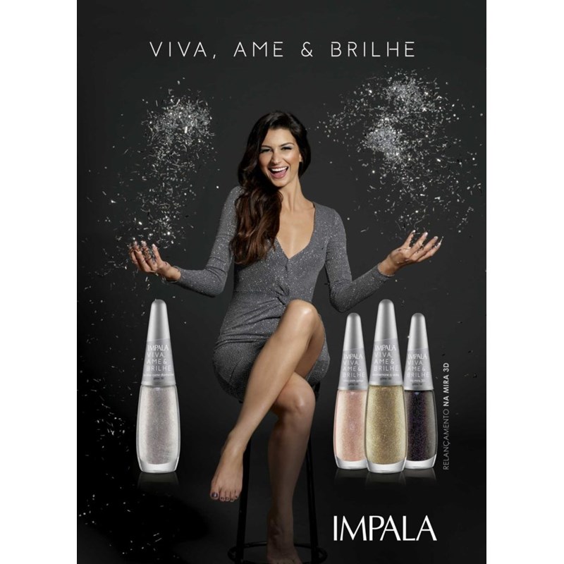 Esmalte Impala Viva Ame & Brilhe Glitter 3D 7,5 ml Viva com Amor
