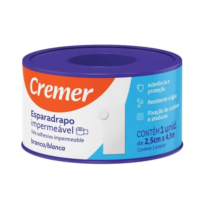 Esparadrapo Impermeável Cremer 2,5cm x 4,5m Branco