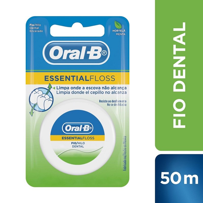 Fio Dental Oral-B Essential Floss 50m Menta - LojasLivia