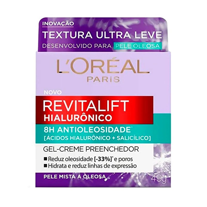 Gel Creme Hidratante Antioleosidade L'oréal Paris Revitalift Hialurônico 49 gr