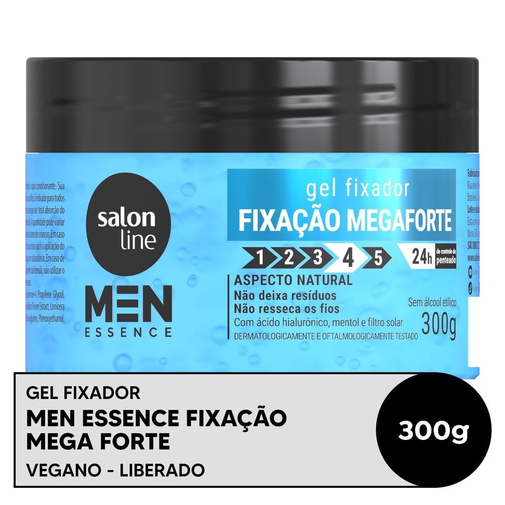 Gel Fixador Salon Line Men Essence 300 gr Fixação Mega Forte